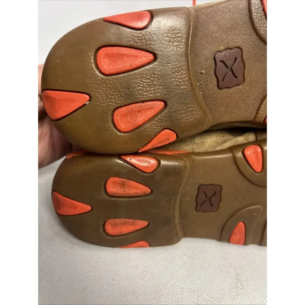 Twisted X Men's Neon Orange Brown Leather Bomber Driving Moc MDM0019 Size 6M